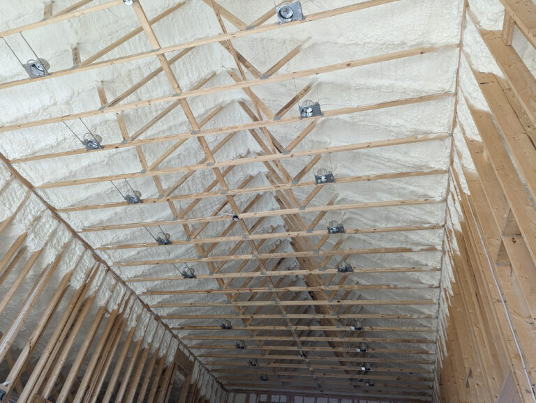 Spray foam installed on the roof of a property